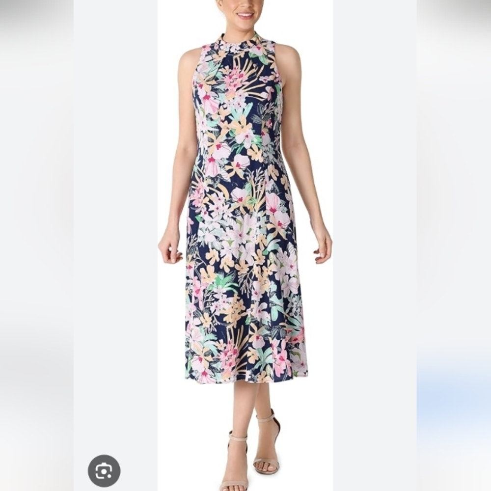Donna Ricco Women's New York Sleeveless Floral Midi Dress  Size 14